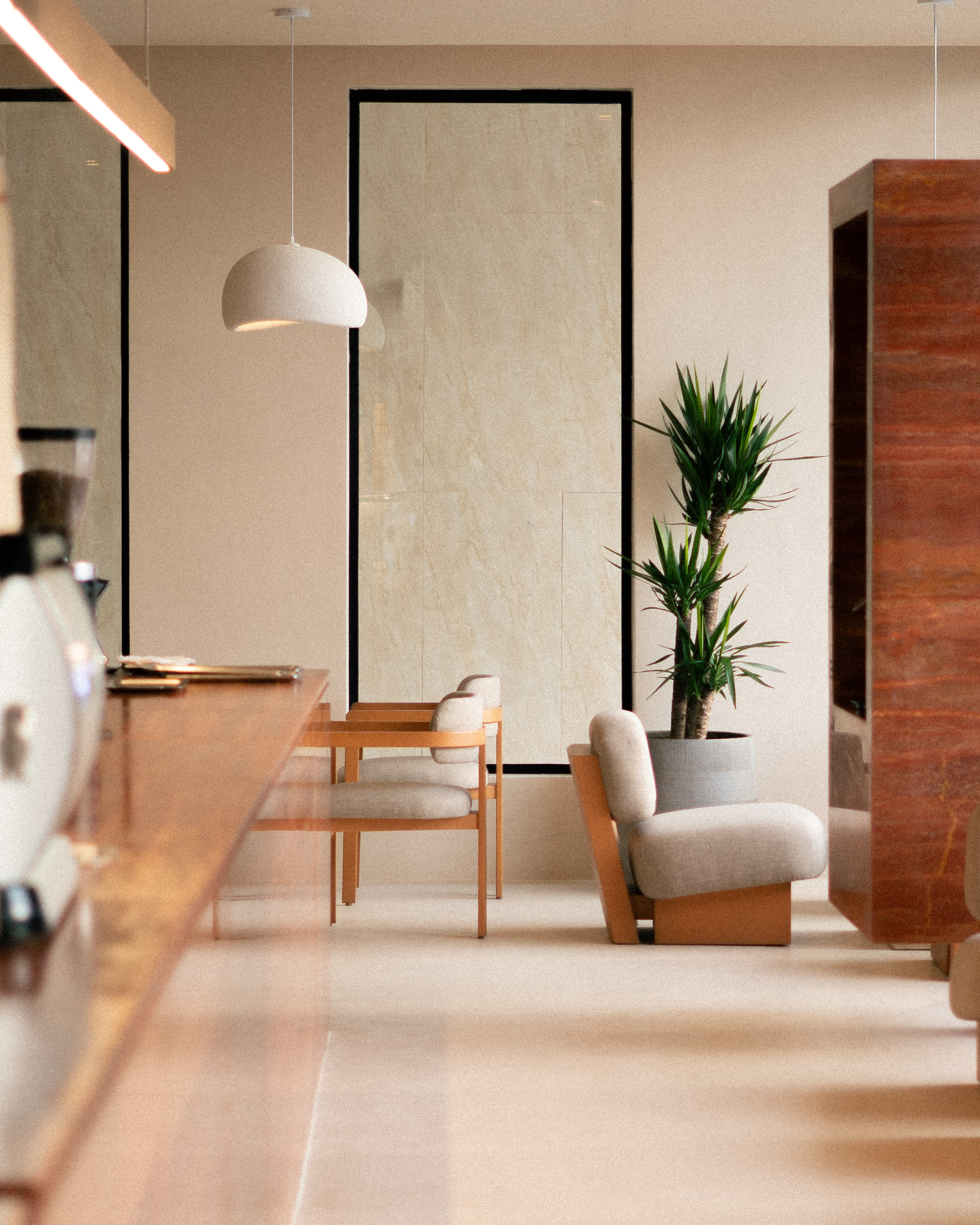 OCHRE interior seating and counter